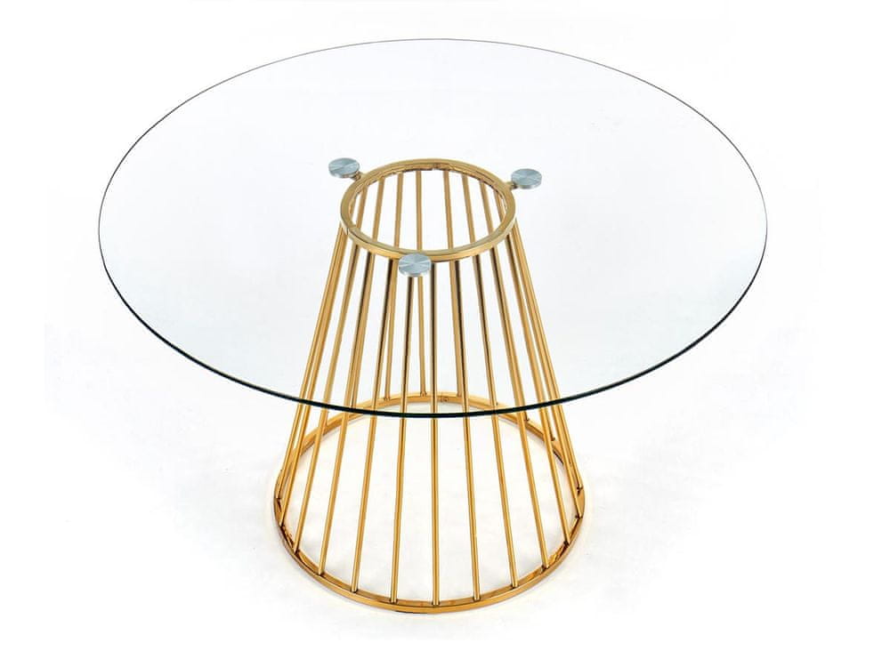 Halmar Okrúhly sklenený jedálenský stôl Liverpool - priehľadná / zlatá
